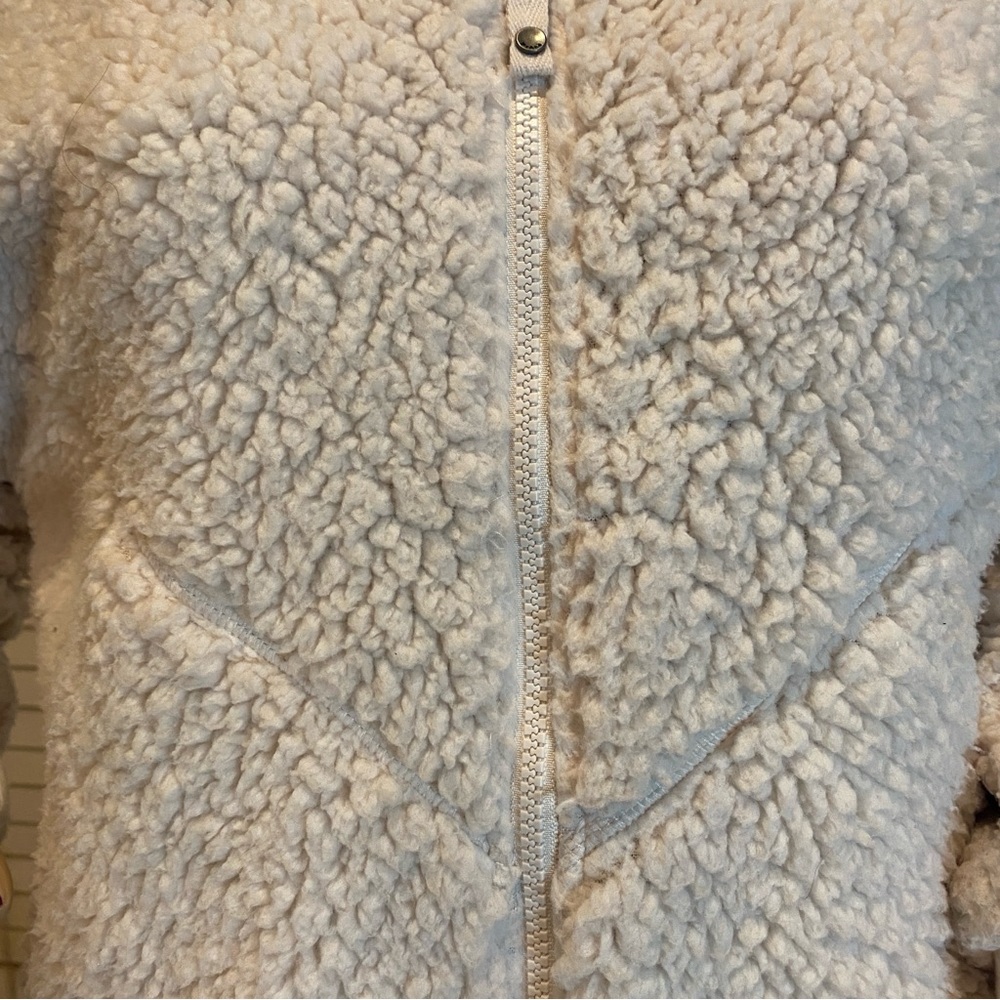 Women's PrAna Permafrost Plush Cozy Fleece Full Zip Jacket Ivory Size Small EUC - Picture 2 of 9